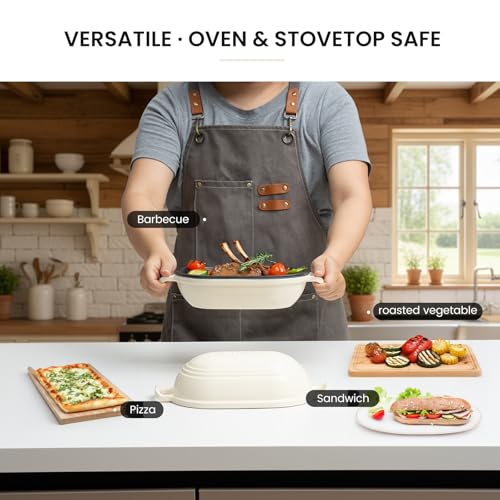 Enameled Cast Iron Dutch Oven for Sourdough Bread Baking,9 x 5-4/5 Inch Oval Cast Iron Bread Pan with Lid,Dutch Oven for Homemade Sourdough Baking,2.8QT Meatloaf Pan,Oven Safe - color: Beige