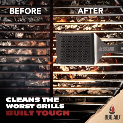 Grill Brush for Outdoor BBQ Grill Cleaning Scraper, Replaceable Head, Black - color: Black