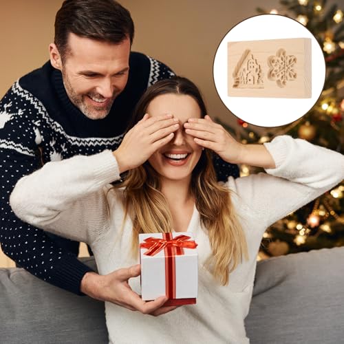 uxcell Cookie Stamp Wooden Cookie Cutter Two-Hole House Snowflake