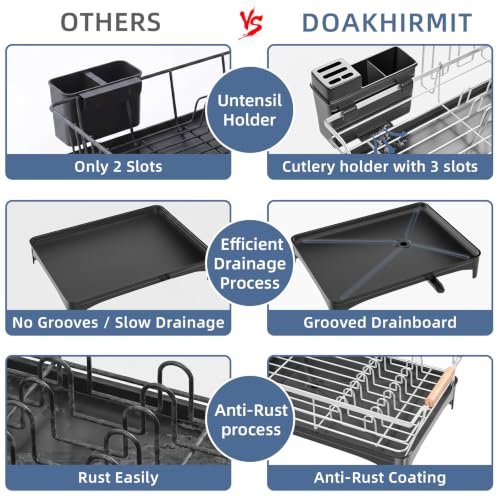 Dish Drying Rack,Space Saving Dish Drainer for Kitchen Counter& Sink,Silver - color: Silver