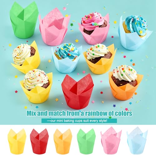 Ruisita 150 Pcs Mini Cupcake Liners Muffin Liners Baking Cups - color: Multicolor 1