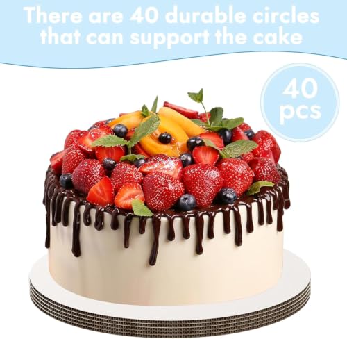 12 Inch Cake Drums, 40 Pcs Round Board Cardboard Cake Base for Display - color: White, size: 12inch/40Pcs