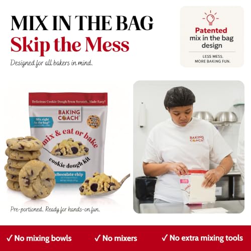 Baking Coach 2 Pack Mix & Eat or Bake Cookies - Edible Cookie Dough Mix Kit - color: 2 Pack Chocolate Chip Sprinkle