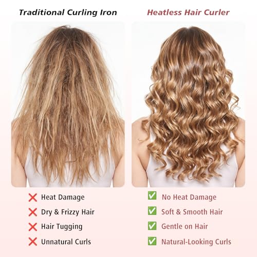 Velvet Heatless Curls Overnight Hair Curlers to Sleep In - color: Pink
