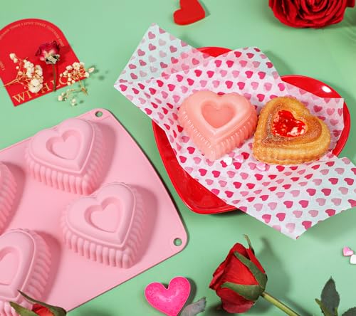 Webake Silicone Heart Cake Mold 3 Inch Tiered Mini Heart Shaped Cake Pans, Heart Cake Molds Muffin Pan, Pack of 2 - style: Tiered Heart