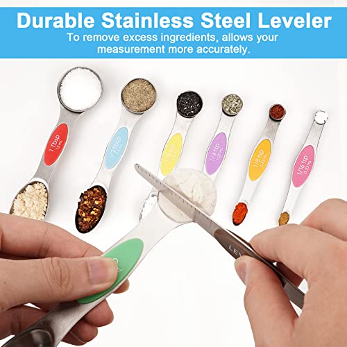 Aovchei 8 pcs Multi-Color Magnetic Measuring Spoons Set - size: 8pcs-colorful