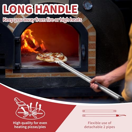 Stainless Steel Pizza Turning Peel 7-Inch, HaSteeL Round Pizza Turner Paddle, Perfortaed Pizza Spinner Spatula with Long Detachable Handle, Dishwasher & Oven Safe - size: 7 Inches