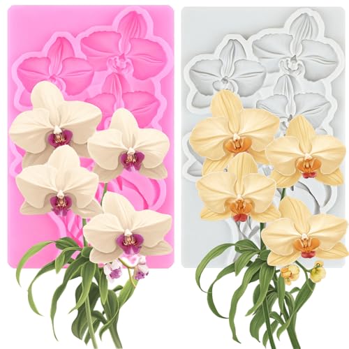 Orchid Flower Silicone Molds Phalaenopsis Fondant Mold Set of 2 - color: Style C
