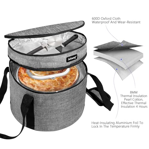 2 Pack Pie Containers with Lids and Handles, Includes Insulated Bags and Non-Slip Heating Pads, BPA Free Pie and Cheesecake Containers, Thanksgiving Gifts - color: Gray
