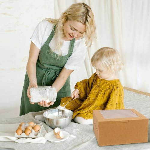 20Pcs 10 Inch Cake Boxes with Window, 10x10x5 In Brown Bakery Box - color: Brown, size: 10x10x5 Inch