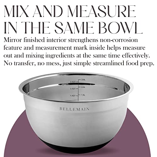 Bellemain Stainless Steel Mixing Bowls with Airtight Lids Set - Set of 5 - size: 5 Piece