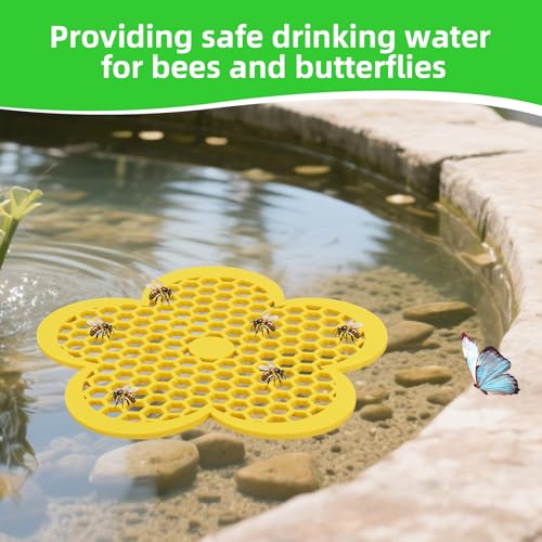 lasuroa 3pcs Floating Bee Island, 8.66in Flower-Shaped Bee Watering Station Safe Pollinator Butterfly Waterer for Feeding Bath Garden Outdoor Use