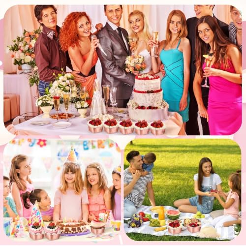 100Pack 5oz Champagne Mini Cake Pans with Lids Baking Cups Aluminum Foil Pans Tins, Individual Dessert Cups Containers for Sales,Party,Picnics - color: Champagne