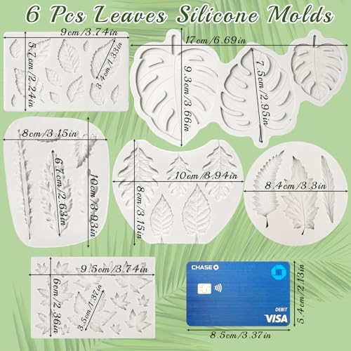 Leaf Silicone Mold, 6 Pcs Fall Leaf Fondant Molds Monstera 41 Cavity - color: Leaves