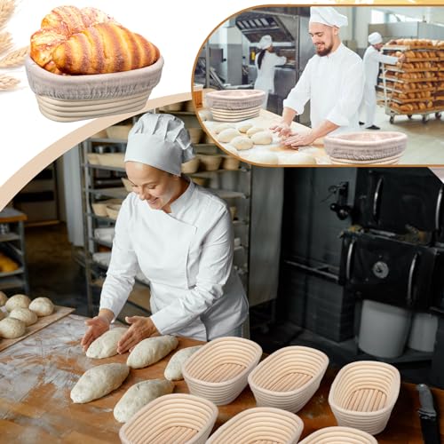 Gejoy 12 Set Oval Bread Proofing Baskets Banneton with Liner,8.5 Inch - size: 8.5 Inch