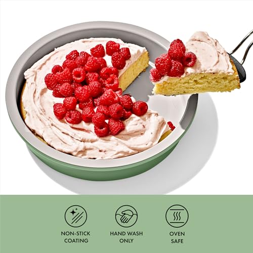 OXO Good Grips Non-Stick Pro Ceramic Coated Metal Bakeware Cake Pan — 9 in Round — Basil, Round Baking Pan for Layered Cakes - color: Basil, size: 9" Round Cake Pan