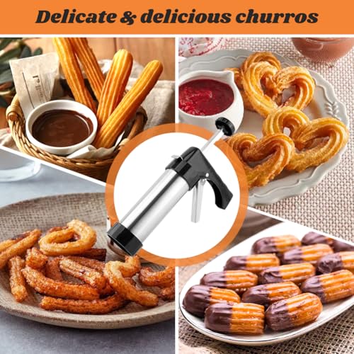 Stainless Steel Churro Maker Kit with 8 Discs, 8 Tips and Piping Bag
