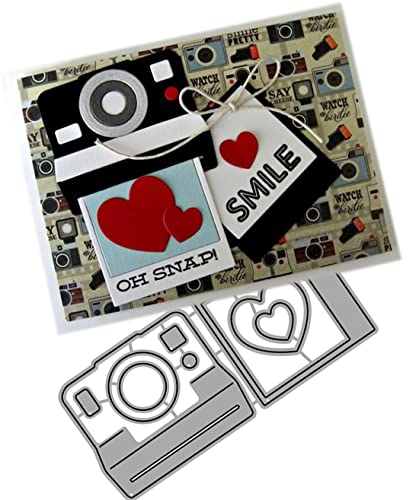 Mvchifay Cutting Dies Metal Stencils Scrapbooking Tool DIY Craft Carbon Steel Embossing Template for Paper Card Making (''Camera & Hearts- 5.4x12cm''), XKAI01075 - color: Camera & Hearts-5.4x12cm