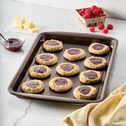 Circulon Nonstick Bakeware, Nonstick Cookie Sheet/Baking Sheet, Chocolate Brown, 10" x 15" (Pack of 6) - color: Chocolate, size: 10" x 15" (Pack of 6)