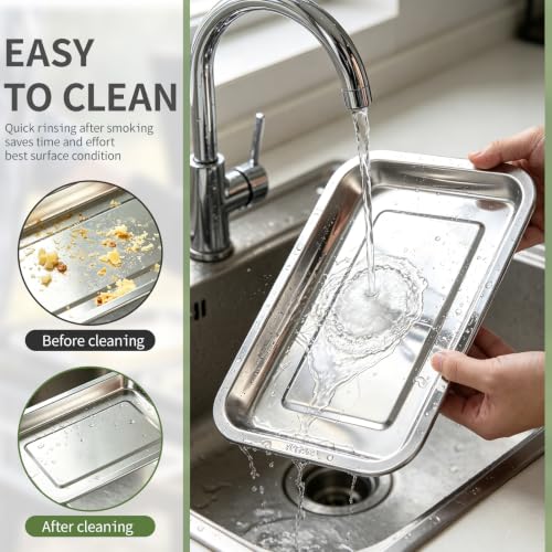 Cream Cheese Smoker Tray, Stainless Steel Baking Sheet, Ultra Thick Material, Sturdy for Repeated Use, Won't Break, Rounded Corners, Smooth Surface, Easy to Clean, Great for Backyard BBQ