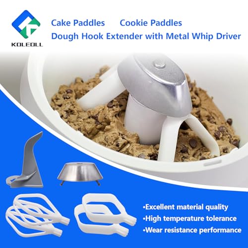 Cake Paddles & Cookie Paddles & Dough Hook Extender with Metal Whip Driver