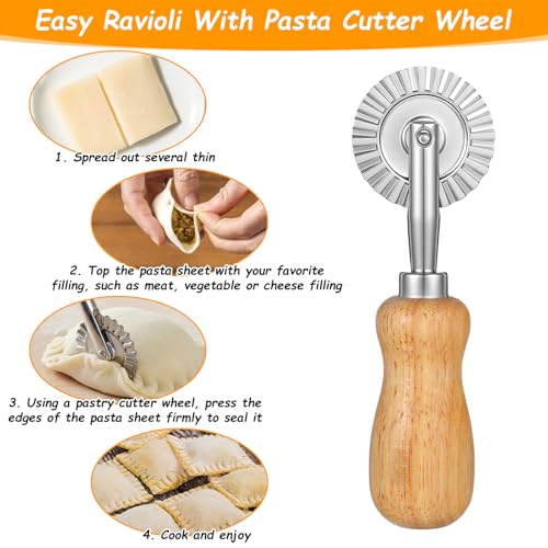 2 Pcs Pasta Cutter Wheel Sturdy Fluted Ravioli Cutter Wheel