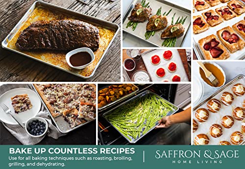 Commerical Quality Cookie Sheet Pan - 4 Pack Aluminum Half Sheet Baking Pan by Saffron & Sage Home Living - This 18x13 Rimmed Baking Sheet Set is Rust & Warp Resistant, Heavy Duty, of Thick Gauge - size: 4 Pack Cookie Sheet