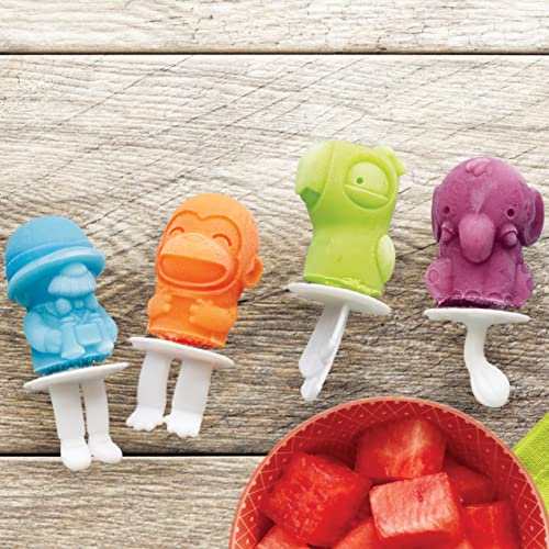 Zoku Safari Pop Molds, 4 Different Easy-release Silicone Popsicle Molds in One Tray, Fun Jungle-inspired Designs, BPA-free - style: Safari