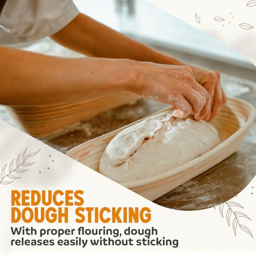 Vollum Banneton Bread Proofing Basket & Liner – Handmade Rustic Sourdough Bread Baking Supplies, Brotform Basket, Sour Dough Tools, Gifts for Bakers - Round - 10"D x 3.5"H - size: 10"D x 3.5"H, style: Round