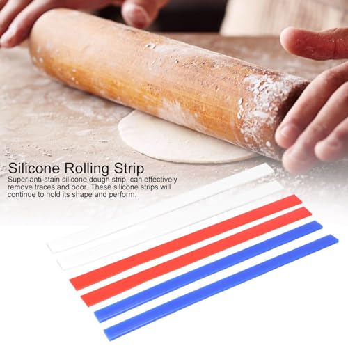 Silicone Rolling Pin Guides,3 Thicknesses 2mm/4mm/6mm Rolling Pin Thickness Rings for Consistent Dough,15 Inch Long Baking Measuring Strips Set of 6 for Pastry Pie Dough