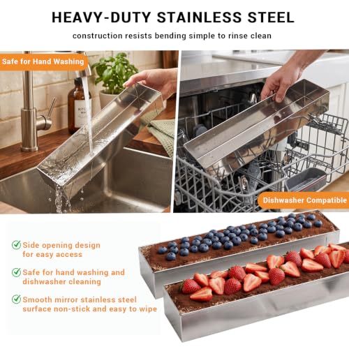 2 Pack Nonstick Rectangle Tiramisu Cake Pan With 2 Metal Spatula