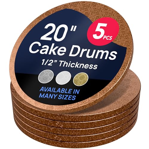 Round Cake Board Drum, Rose Gold Foil, 20 Inch, 5 Pack - color: Red, size: 20"