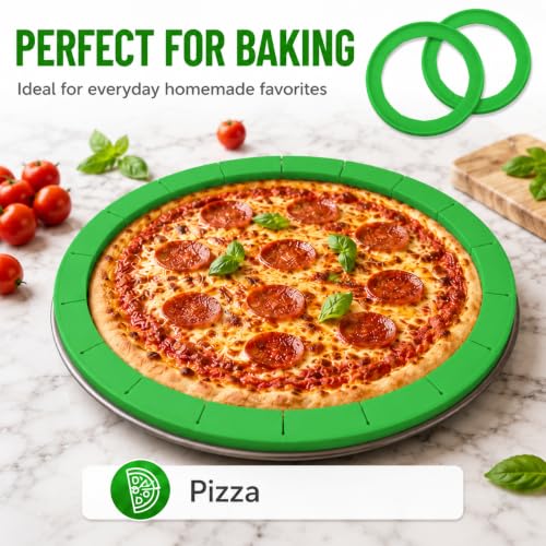 Adjustable Silicone Pie Crust Shield Edge Protector 2 Pcs Green - color: Green