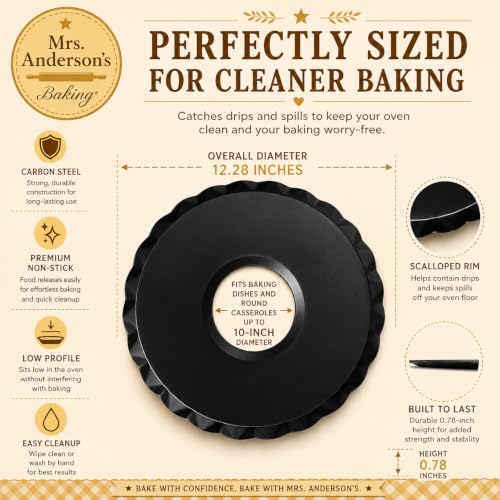 Mrs. Anderson’s Baking Non-Stick Pie Drip Catcher Pan, Carbon Steel with Premium Non-Stick Coating, PFOA and BPA Free - style: Drip Catcher Pan