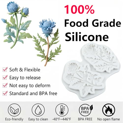 Thistle Flower Silicone Mold Flower Cake Decorating Fondant Molds - color: Style 17