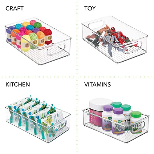mDesign Small Plastic Baby Nursery and Food Organizer -Storage Holder Bin with Handles for Closet, Cupboard, Cabinet, Drawers, Shelves - Holds Canned Food, Bottles, Formula - Ligne Collection, Clear - size: 10 x 6 x 3 (Pack of 1)