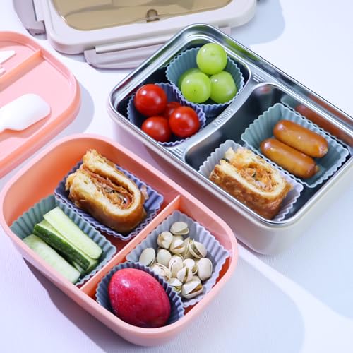 24Pack Silicone Muffin Cups, Reusable Cupcake Liners Molds for Baking, 3 Shapes Lunch Box Bento Dividers-Round, Square, and Rectangular (Grey Series, Regular Size) - color: Grey Series, size: Regular Size