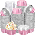 Gejoy 400 Pcs Aluminum Foil Baking Cups with Lids, Classic, Pink - color: Pink, size: Classic