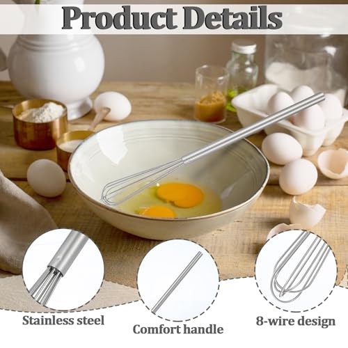 Small Whisk, 9.8in Stainless Steel Whisk Tiny Skinny Whisk for Cooking Whisking Blending Beating Stirring - size: Round Head