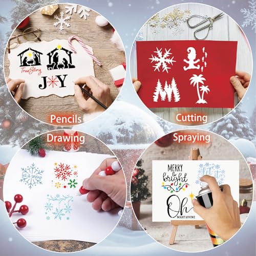 60pcs Small Christmas Stencils for Crafts Reusable 3 Inch Ornament Stencil - style: 60 Christmas 3x3in