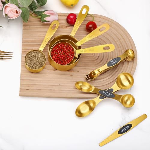 Gold Measuring Cups & Spoons Set for Cooking, 13pcs - size: Set of 13