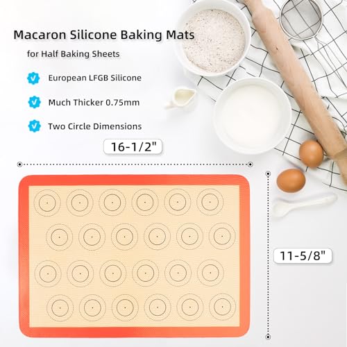 AMYONE Macaron Silicone Baking Mats for Half Sheet Pan, Platinum, 2PCS - size: 16.5"L x 11.6"W