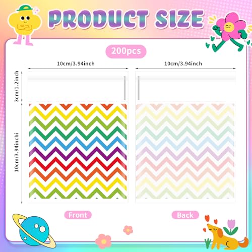 Gersoniel 200 Pcs Rainbow Cellophane Treat Bags, Colorful Cookie Bags - color: Rainbow