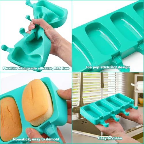 Juome Cake Pop Mold Kit, Cakesicle Molds Silicone with Sticks & Bags(Green) - color: Green
