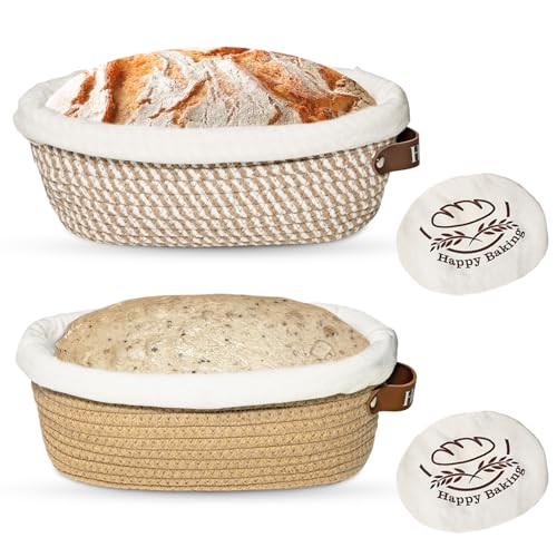 Proofing Basket Banneton Bread Baskets Sourdough Proofing Basket 2Pcs Oval - color: A4-Brown