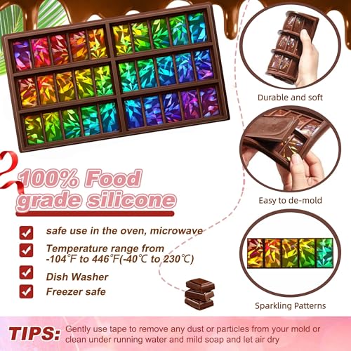 Christmas Candy Molds Holographic Chocolate Mold Silicone, Diamond - color: Diamond, style: Rectangle