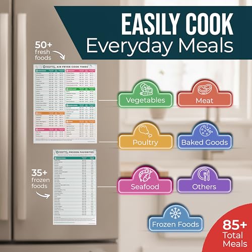 Air Fryer Cheat Sheet Set, AirFryer Cooking Guide Cook Time Chart - White - color: White