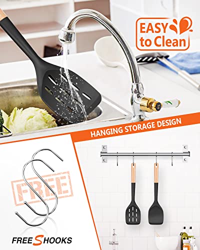 Badiano Silicone Spatula, Non Stick Turner for Cooking, Food Grade, Black - color: Black