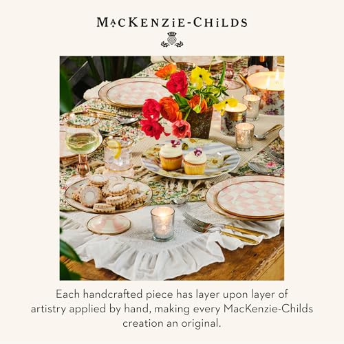 MACKENZIE-CHILDS Pedestal Platter, Mini, Pink-and-White Rosy Check - color: Rosy Check, size: Mini