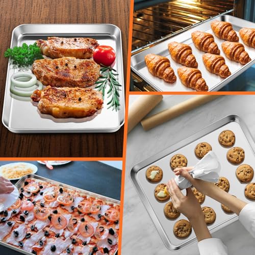 Half Sheet Baking Pan & Wire Rack, Leonyo 17.5" x 13" Large Stainless Steel Cookie Sheets with Cooling Rack Set, Nonstick & Oven Safe Commercial Baking Tray Pans - 4 Pack - size: Half Sheet Pan